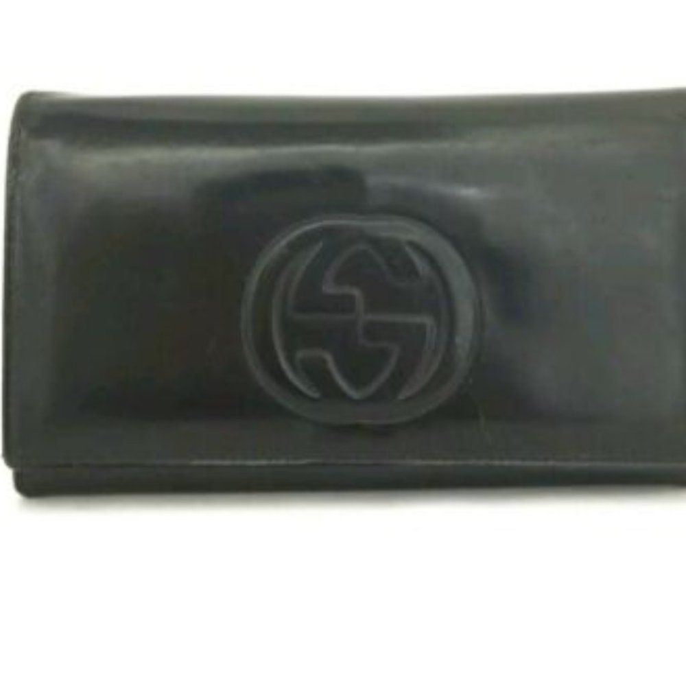GUCCI Interlocking G Patent Leather Long Bifold Wallet /P3087.
